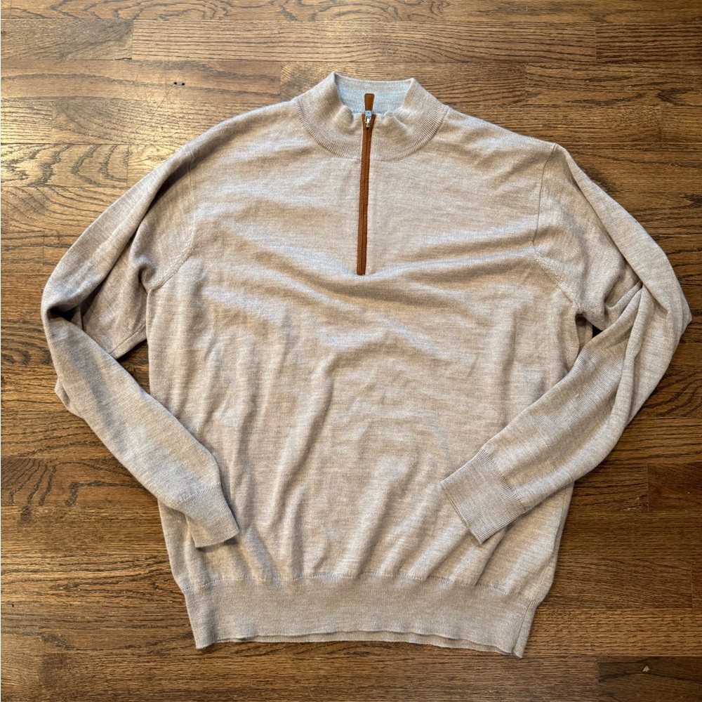 Men's Beige Half-Zip Sweater
